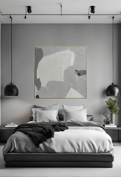 HP042 Abstract Minimalist White Acrylic Hand-Painted Wall Decor