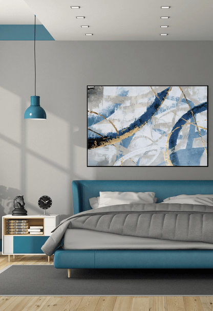 CP089 Blue Abstract Canvas Print Wall Decor