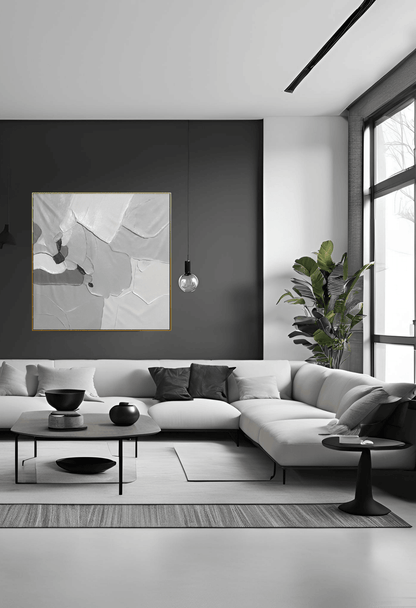 HP041 Abstract Minimalist White Acrylic Hand-Painted Wall Decor