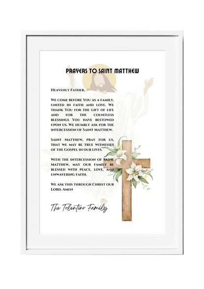 Personalized Family Prayer for Saint Intercession Poster
