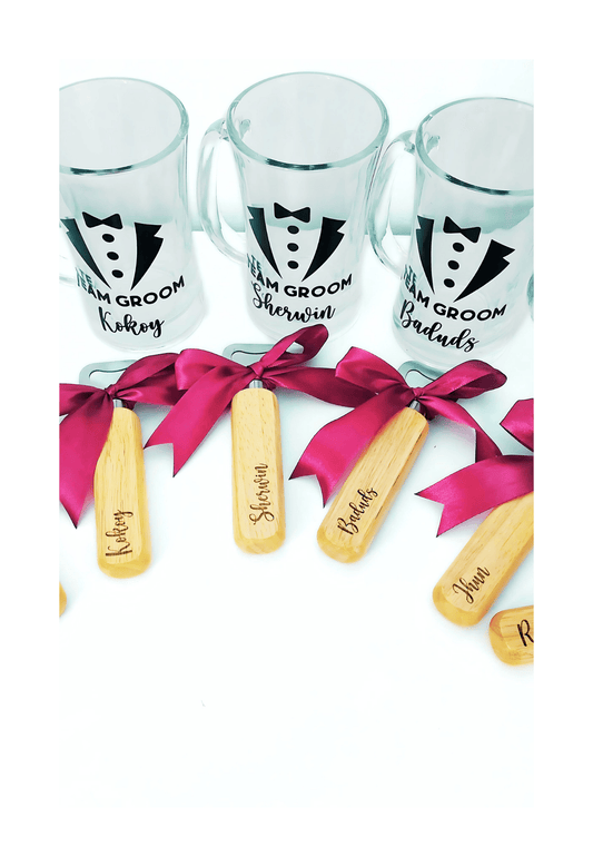 Personalized Beer Mug and Bottle Opener Set (390ml)
