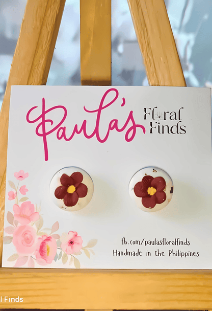 Paula's Floral Finds Handmade Tiny Bloom Polymer Clay Stud Earrings