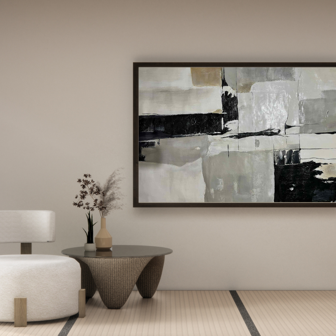 HP067 Abstract Gray Hand-Painted Wall Decor