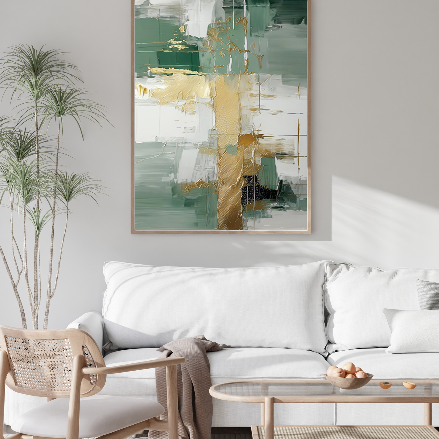 CP188 Green and Gold Abstract Print Wall Decor