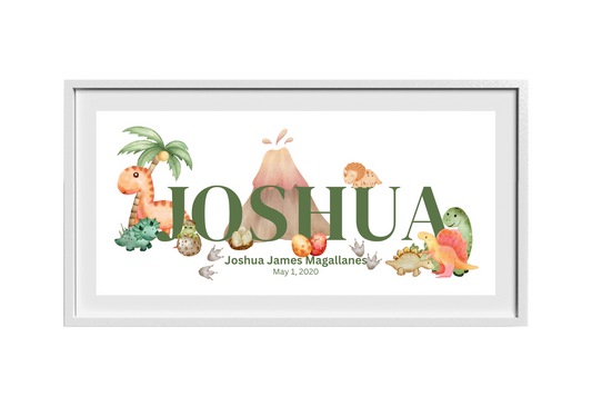Personalized Kids Name Art Dinosaur