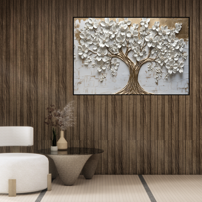 CP177 White and Gold Tree Print Wall Decor