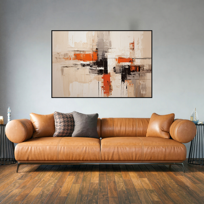 CP174 Orange and Black Abstract Print Wall Decor