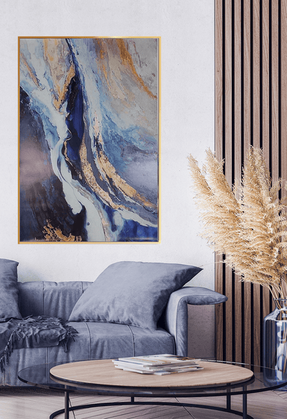 CP067 Blue and Gold Abstract Design Canvas Print Wall Decor