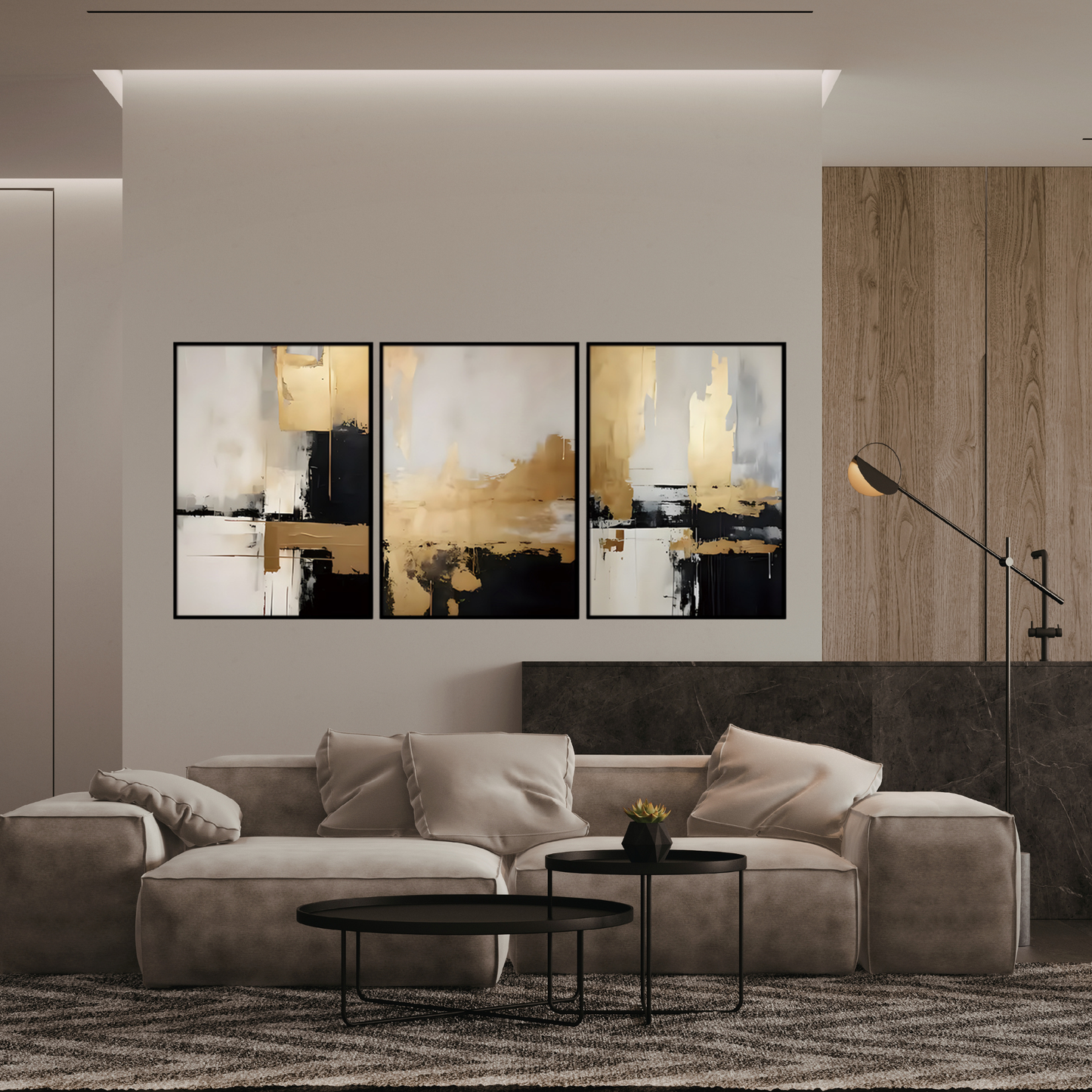 CP186 Gold and Black Abstract Canvas Prints Wall Decor