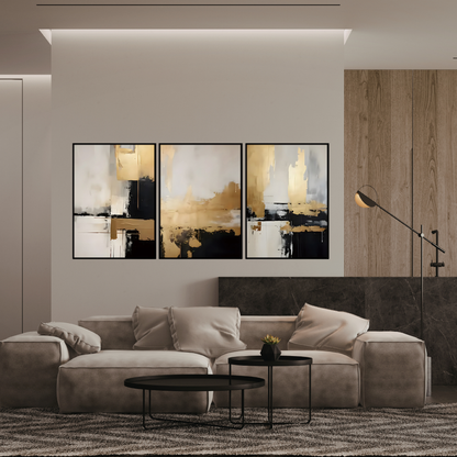 CP186 Gold and Black Abstract Canvas Prints Wall Decor