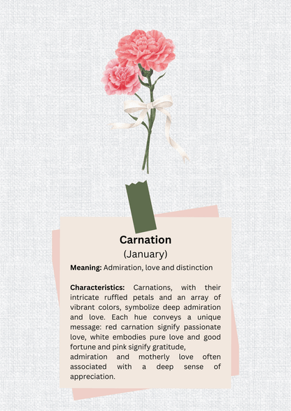 Personalized Canvas Tote Bag with January Birth Month Flower