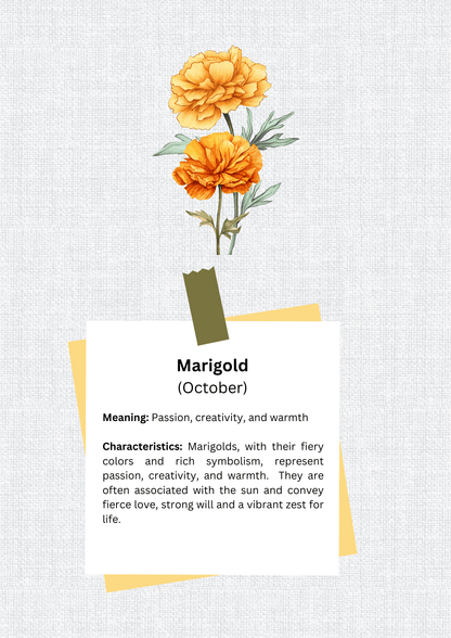 Personalized Canvas Tote Bag with October Birth Month Flower