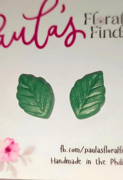 Paula's Floral Finds Handmade Leaf Polymer Clay Stud Earrings