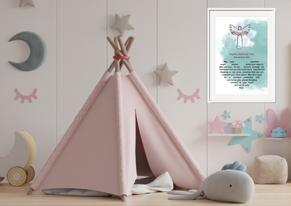 Personalized Guardian Angel Blessings Wall Art - Pink and Blue