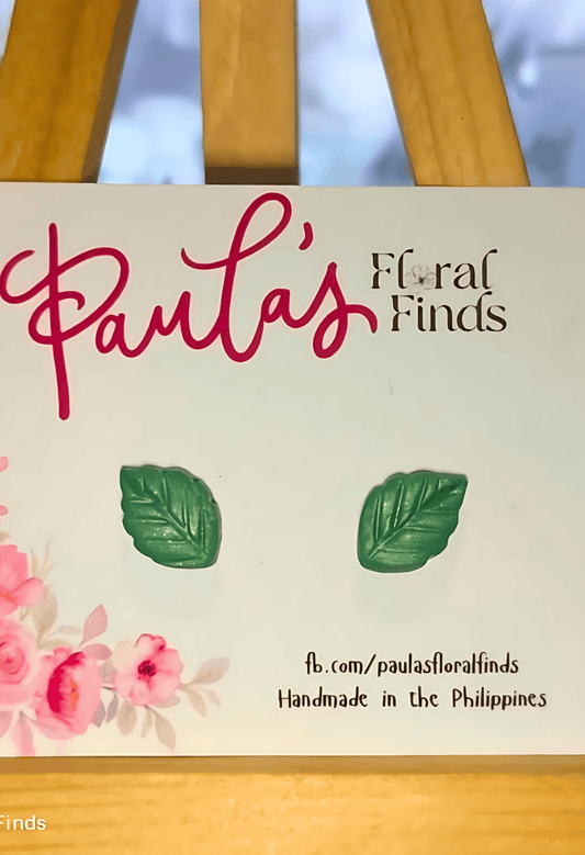 Paula's Floral Finds Handmade Leaf Polymer Clay Stud Earrings