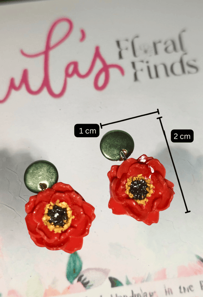 Paula's Floral Finds Handmade Scarlet Petals Polymer Clay Drop Earrings