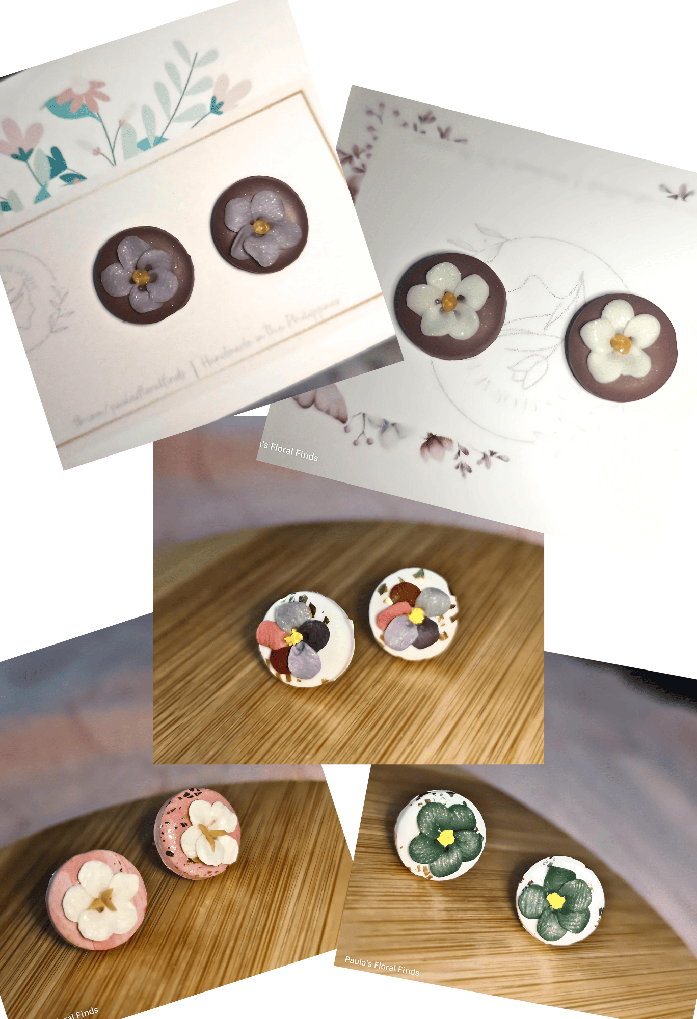 Paula's Floral Finds Handmade Tiny Bloom Polymer Clay Stud Earrings