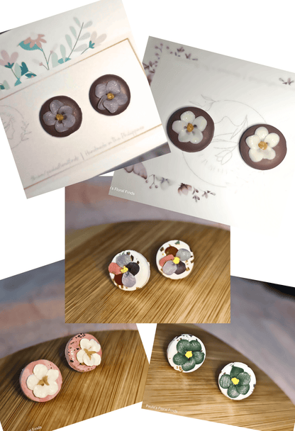 Paula's Floral Finds Handmade Tiny Bloom Polymer Clay Stud Earrings
