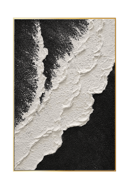 HP057 Abstract Minimalist Black and White Hand-Painted Wall Decor
