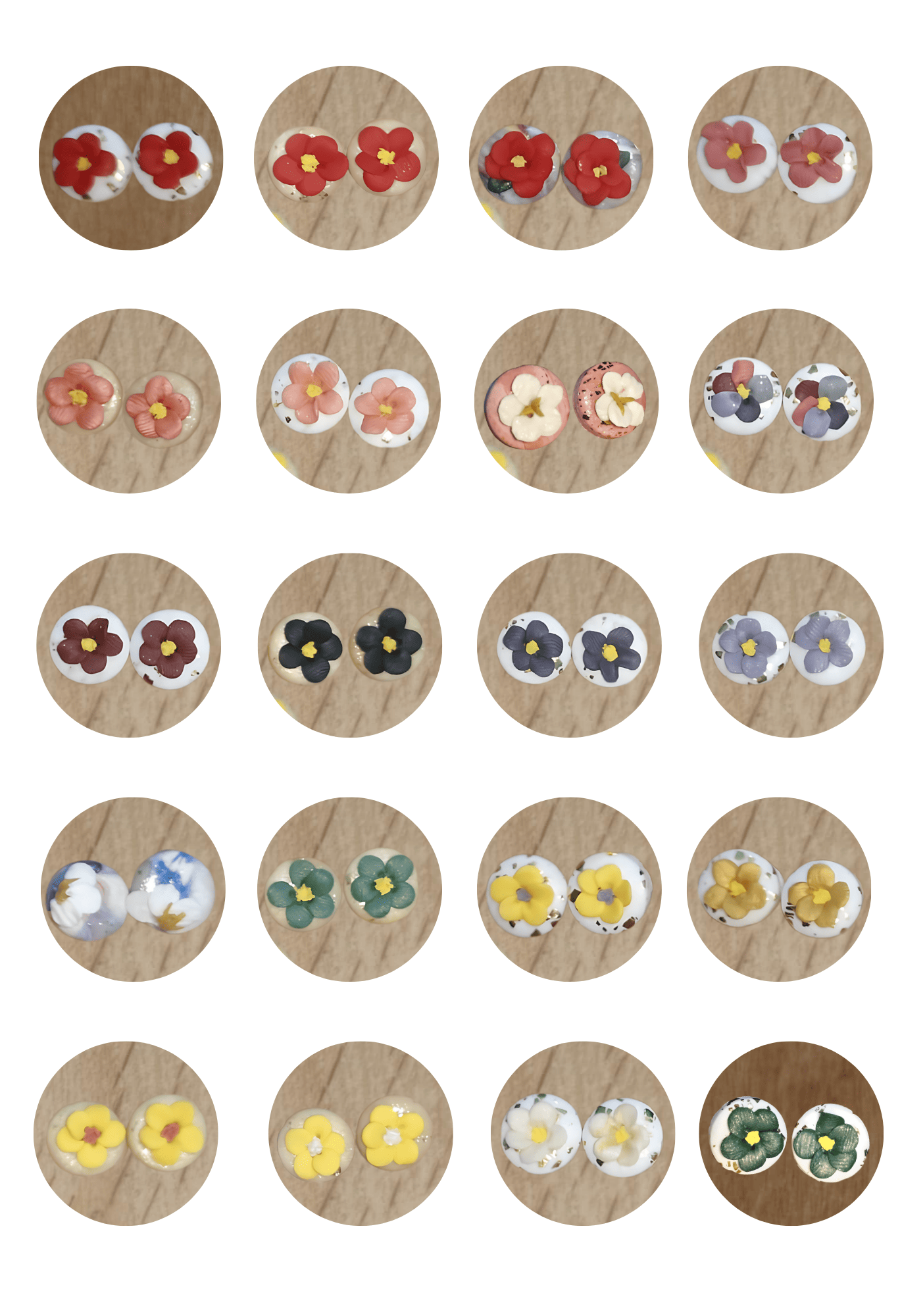 Paula's Floral Finds Handmade Tiny Bloom Polymer Clay Stud Earrings