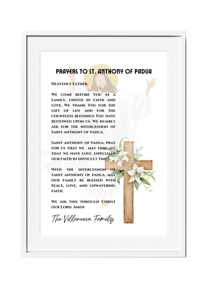 Personalized Family Prayer for Saint Intercession Poster