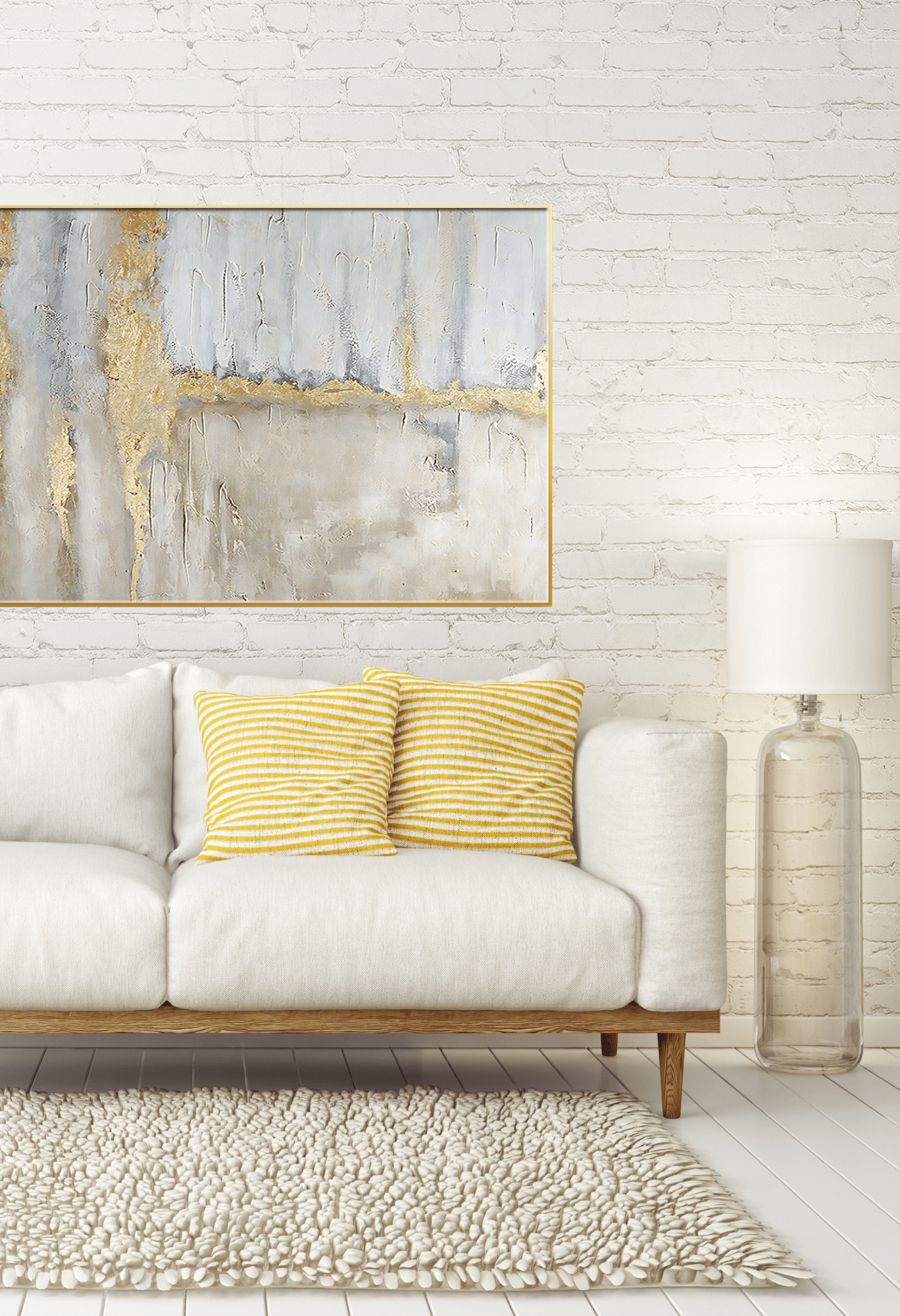 CP111 Beige and Gray Leaf Canvas Print Wall Decor
