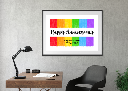 Personalized Pride Happy Anniversary Pride Flag Wall Art