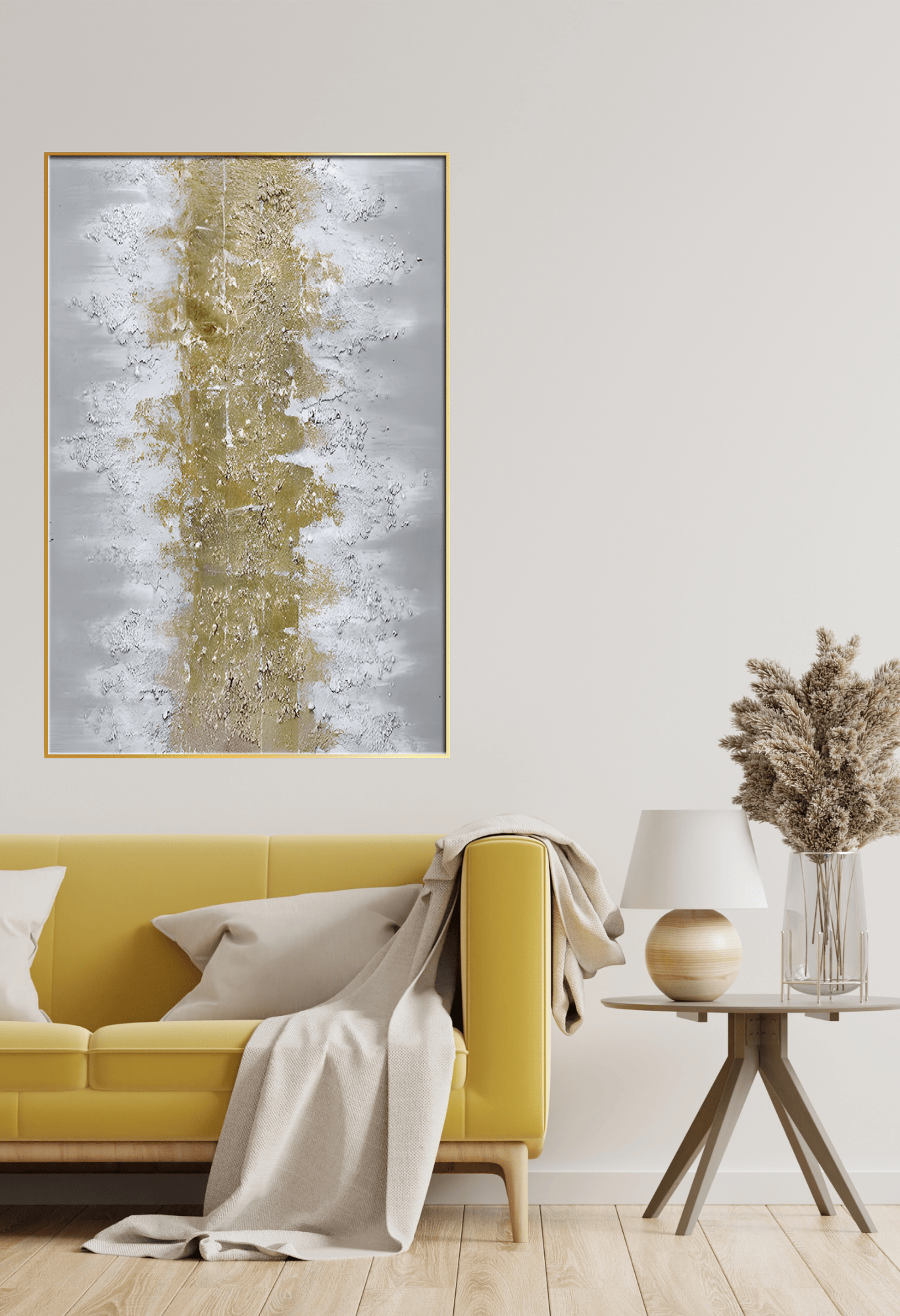 CP112 Gold and Gray Abstract Canvas Print Wall Decor