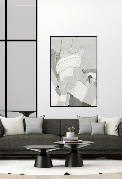 CP113 White and Gray Abstract Canvas Print Wall Decor
