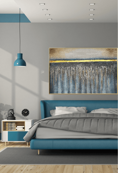 CP114 Blue and Gold Abstract Canvas Print Wall Decor