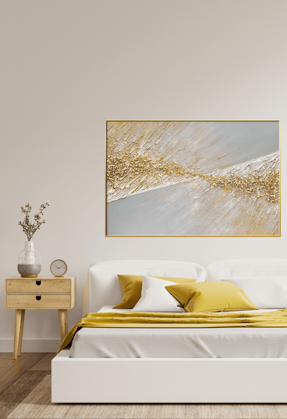 CP116 Gold and White Abstract Canvas Print Wall Decor