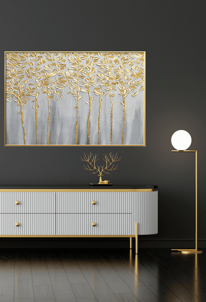 CP117 Gold and White Abstract Canvas Print Wall Decor
