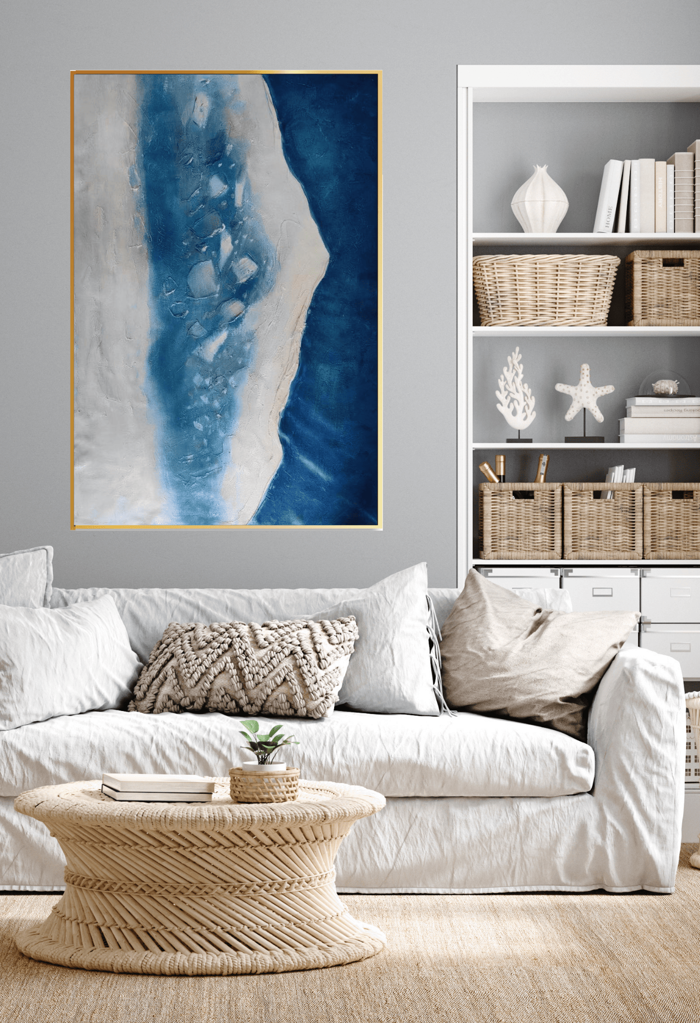 HP016 Abstract Beach Acrylic Hand-Painted Wall Decor