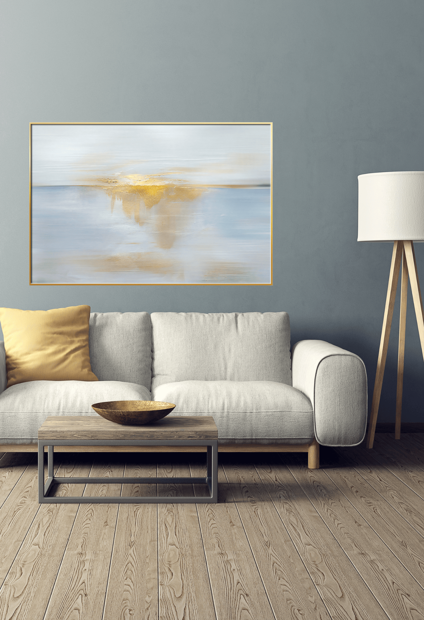 CP118 Blue and Yellow Abstract Canvas Print Wall Decor