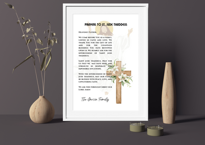 Personalized Family Prayer for Saint Intercession Poster