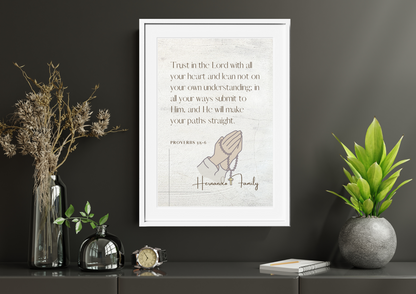 Personalized Family Bible Verse Wall Decor Proverbs 3:5-6