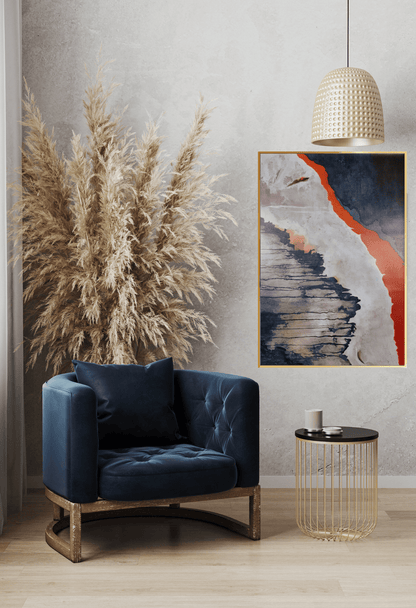 CP069 Blue and Red Abstract Design Canvas Print Wall Decor)
