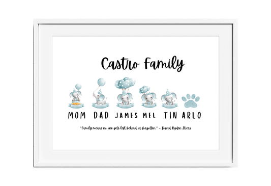 Personalized Family Wall Decor - Elephants