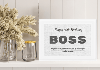 Personalized Happy Birthday Boss Wall Art
