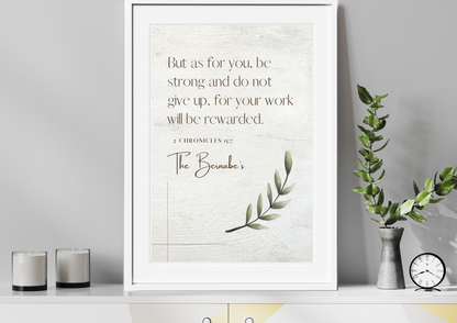 Personalized Family Bible Verse Wall Decor 2 Chronicles 15:7
