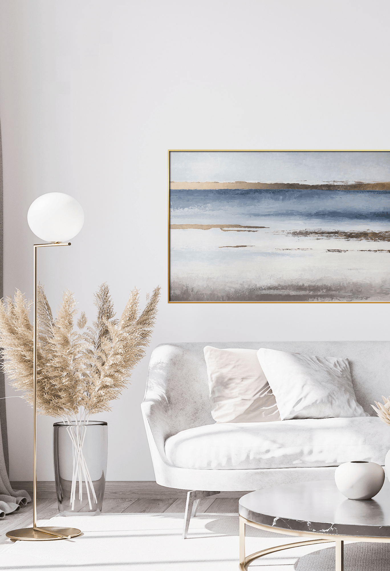 CP089 Blue and Gold Abstract Canvas Print Wall Decor