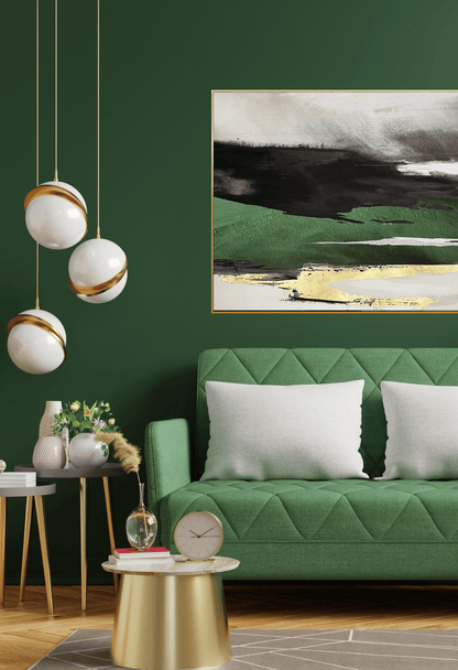 CP145 Gold and Green Abstract Canvas Print Wall Decor