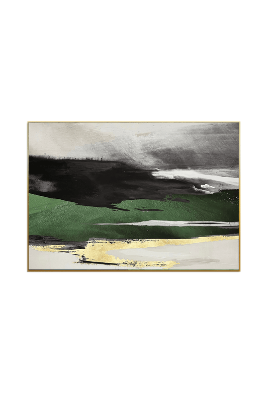 CP145 Gold and Green Abstract Canvas Print Wall Decor