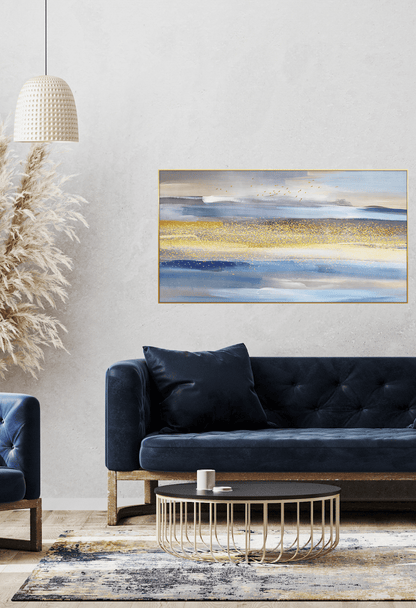 CP149 Blue and Gold Abstract Canvas Print Wall Decor