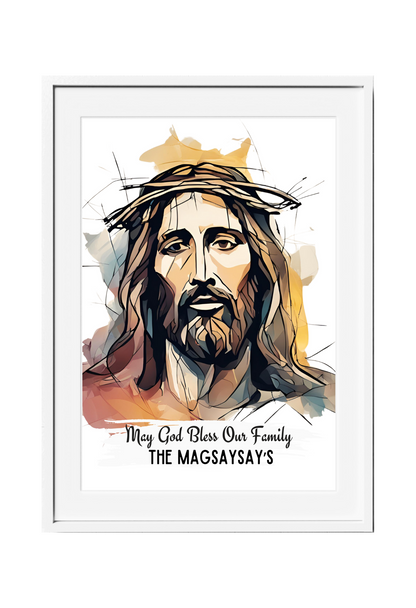 Personalized Jesus Watercolor-Effect Wall Art