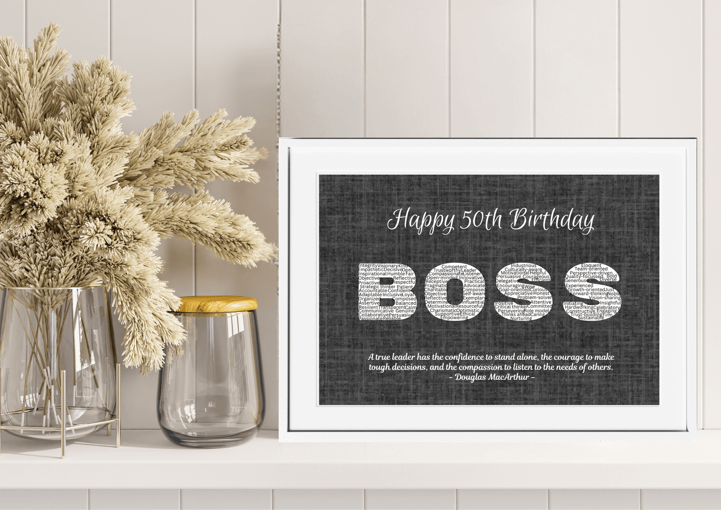 Personalized Happy Birthday Boss Wall Art