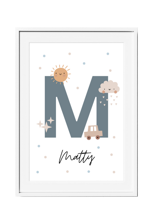 Personalized Kids Name Art - Blue