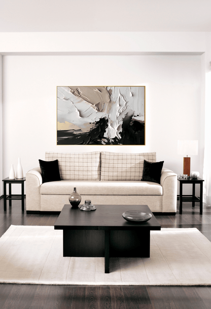CP160 Brown, Black and White Abstract Canvas Print Wall Decor