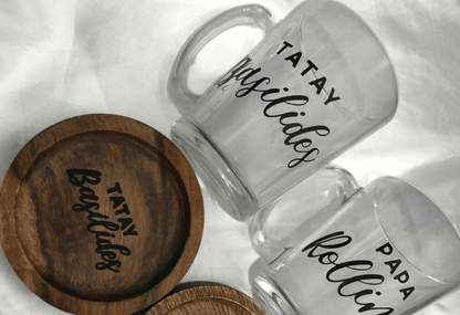 Personalized Glass Mug with Wooden Lid (320ml)