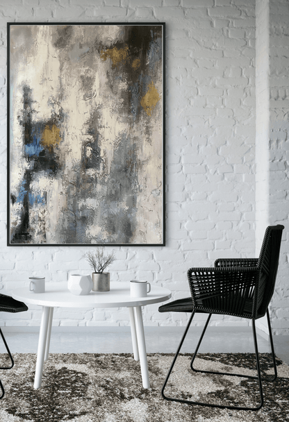HP033 Abstract Blue and Yellow Hand-Painted Wall Decor